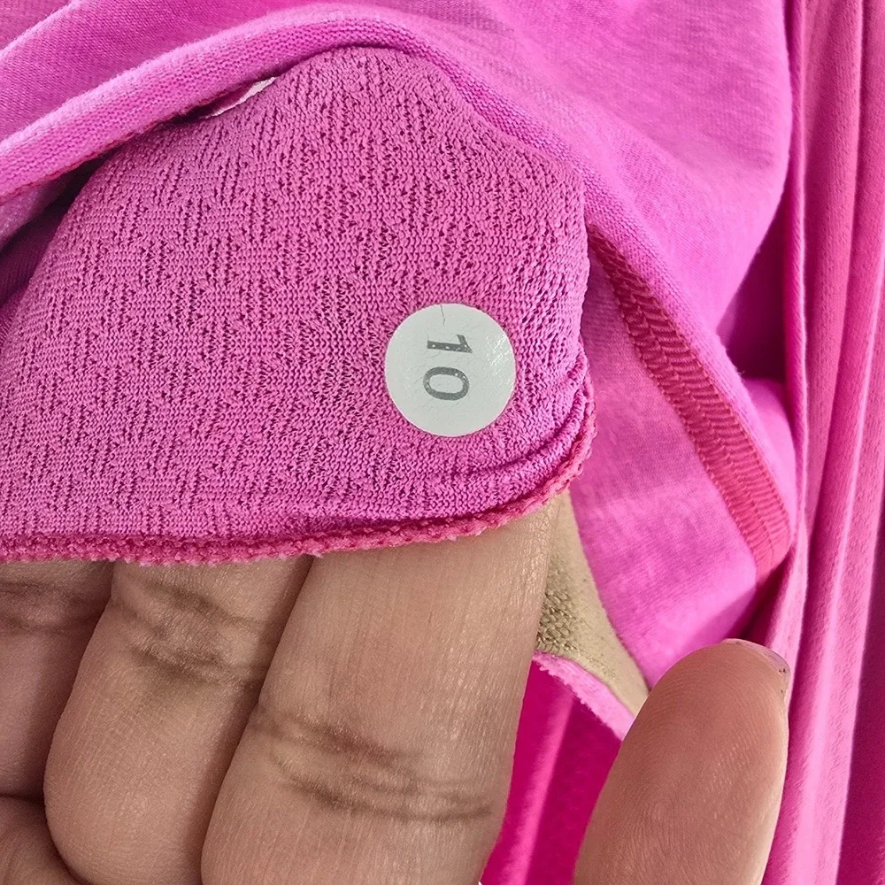 Lululemon No Limits Tank Zing Pink Ligh Mini Hyper Stripe Zing Pink Light Sz 10